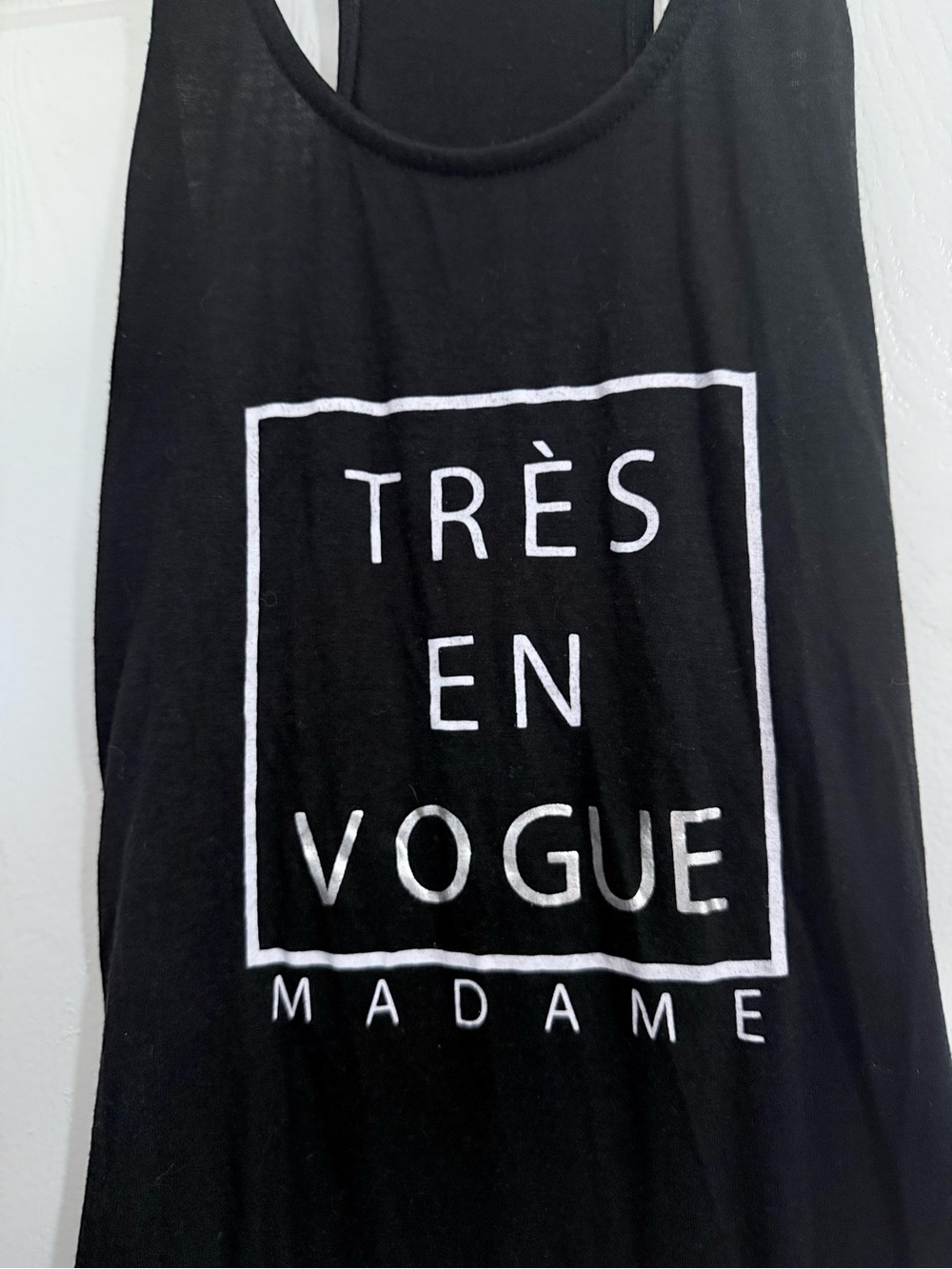 Black graphic print racerback tank top women’s size small